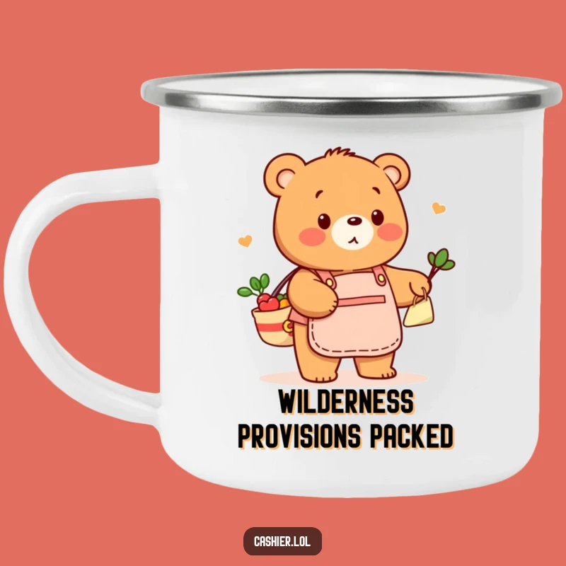 Adventure-Ready Funny Bear Bagging Groceries Camping Mug: Retail Relief on the Trail