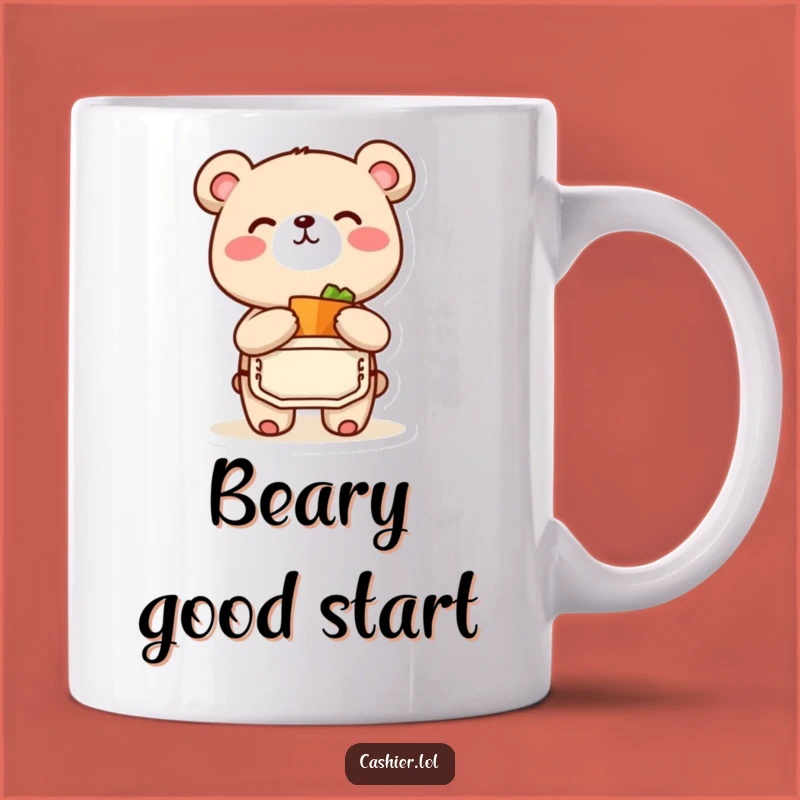 Funny Bear Cub Shopping Mug: Adorable Grocer Character, Perfect Funny Gift for Shoppers