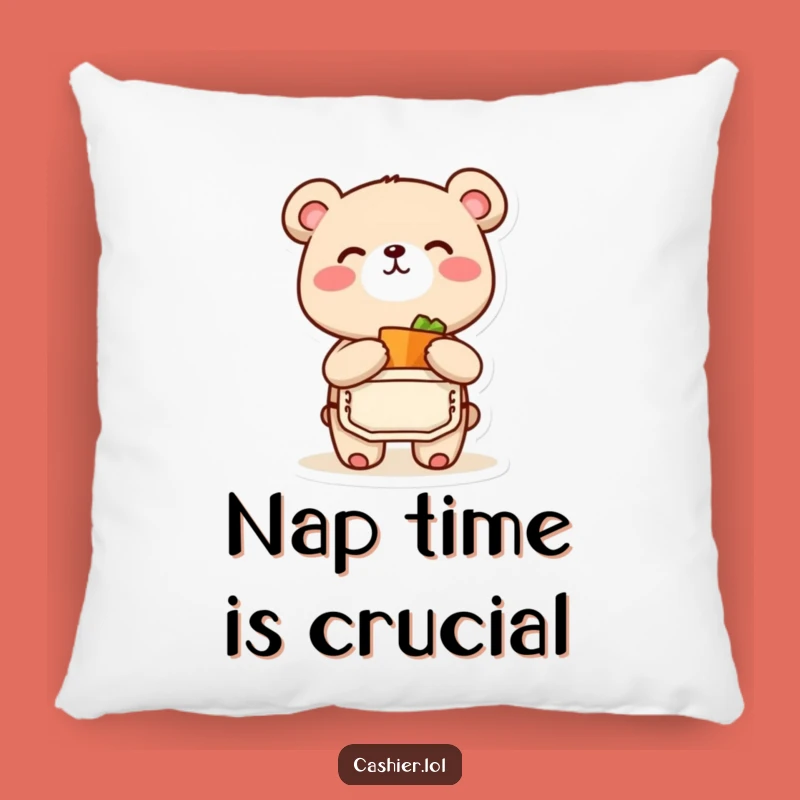 Soft Funny Bear Cub Pillow: Happy Grocer Character, Comfy & Perfect Funny Gift