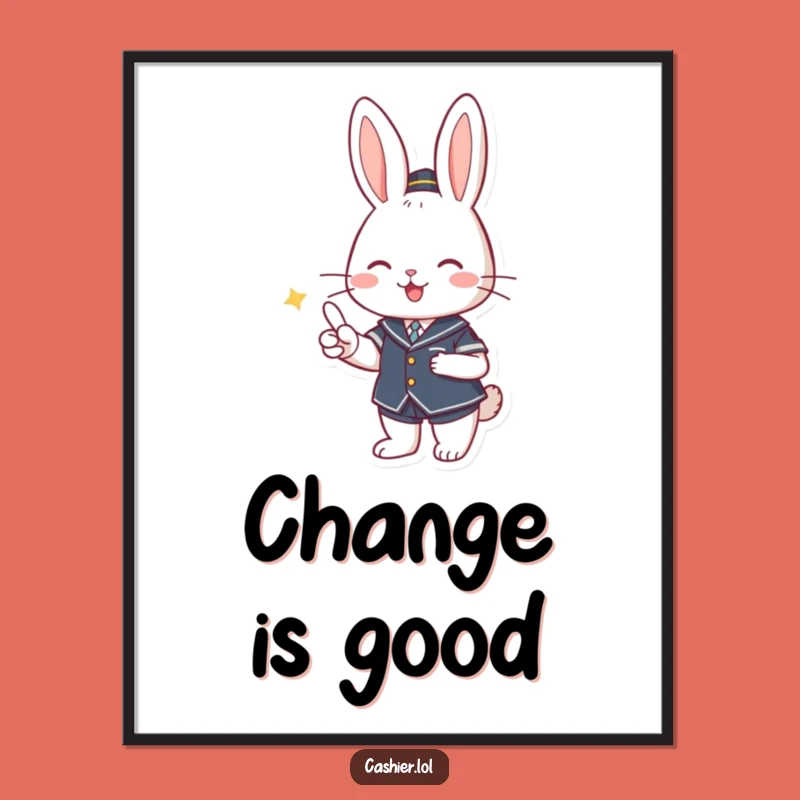 Funny Rabbit Cashier Digital Art Print: Adorable Bunny for Instant Wall Charm