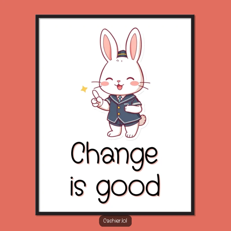 Funny Rabbit Cashier Poster: A Smiling Bunny Bringing Joy to Your Wall