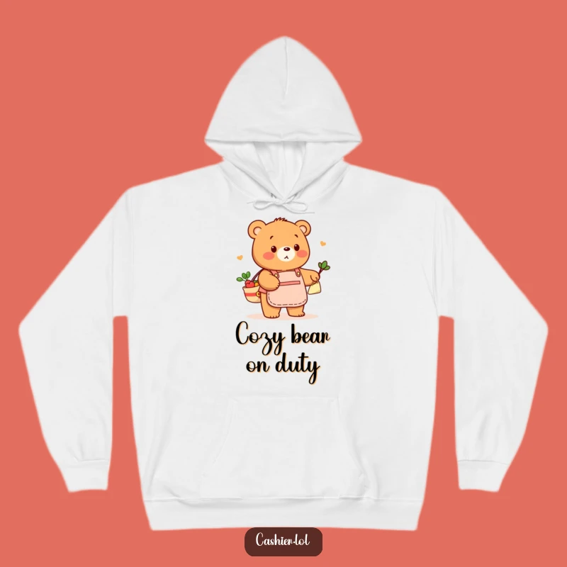 Cozy Funny Bear Bagging Groceries Hoodie: Warm Up Your Shopping Spirit
