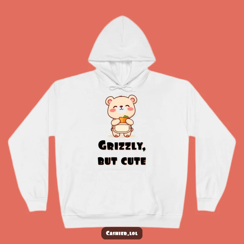 Cozy Funny Bear Cub Hoodie: Happy Grocer Character, Warm & Perfect Funny Gift