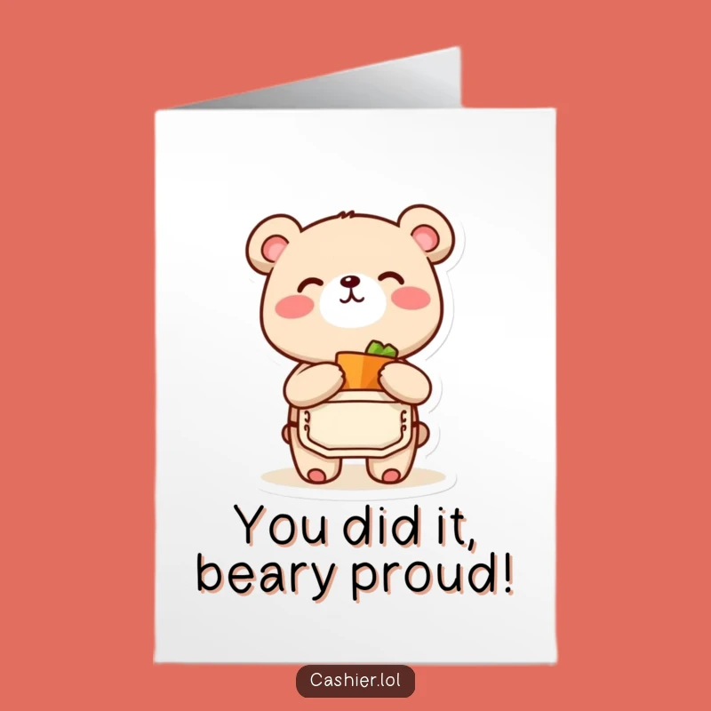 Free Printable Congrats Card: Humorous Bear Cub Bags a Winning Moment