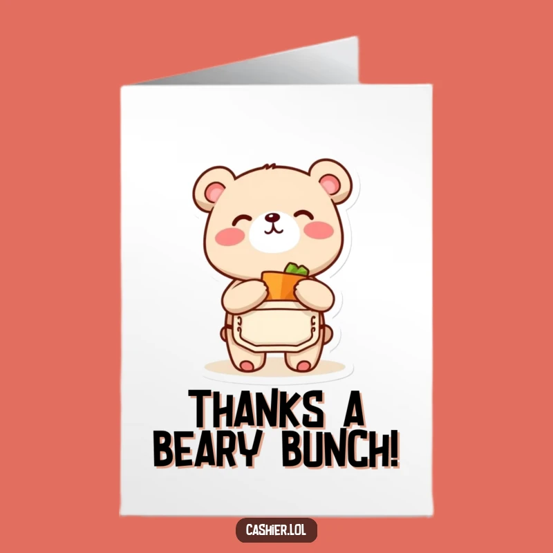Free Printable Thank You Card: Adorable Bear Cub Bags Gifts of Gratitude